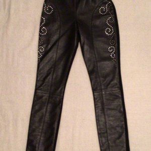 Kippys Leather/Wool Pants Swarovski Embelishments
